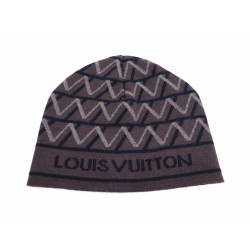 NEUF BONNET LOUIS VUITTON MAILLE LV ARCHITECTURE EN LAINE MARRON WOOL CAP 350€