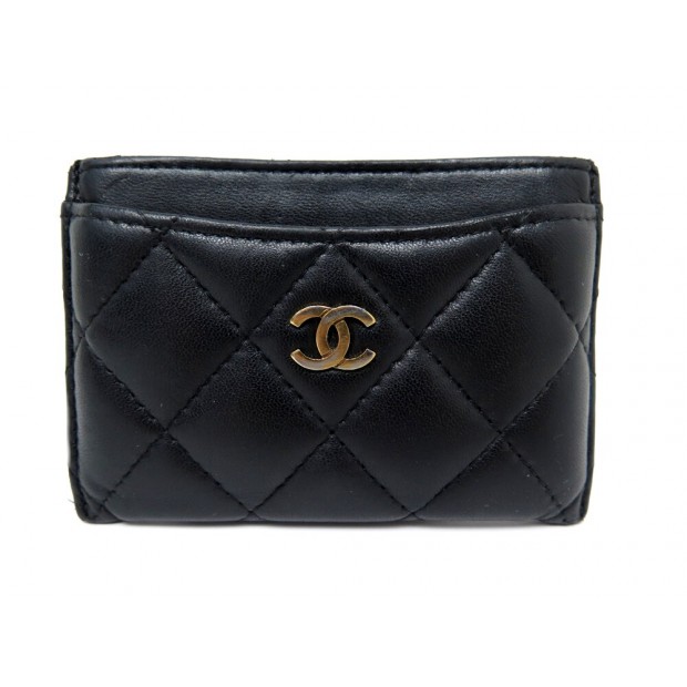 PORTE CARTES CHANEL CLASSIQUE EN CUIR MATELASSE NOIR LEATHER CARDS HOLDER 470€