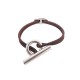 BRACELET HERMES SKIPPER EN ARGENT MASSIF 925 & CORDON 16 CM EN CUIR BANGLE 350€