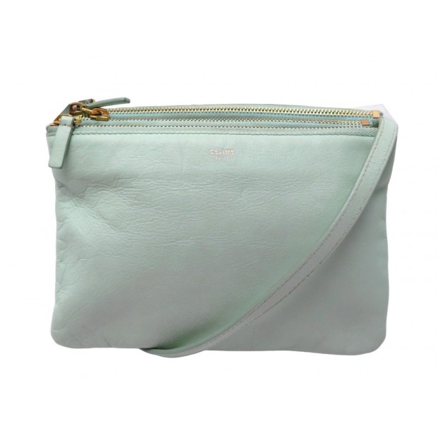 sac a main celine pochette trio pm cuir vert menthe