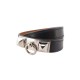 BRACELET HERMES RIVALE DOUBLE TOUR EN CUIR BOX NOIR T 16 STRAP LEATHER 555€