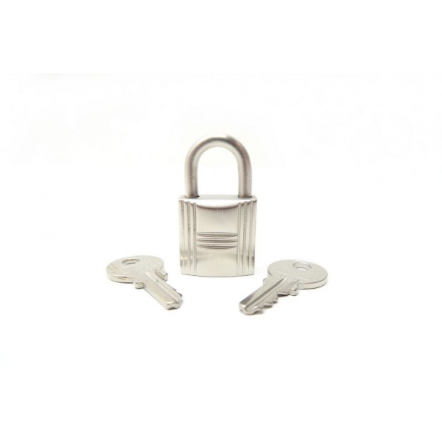 NEUF CADENAS HERMES 120 EN ACIER METAL BROSSE ET 2 CLES POUR SAC KELLY BIRKIN