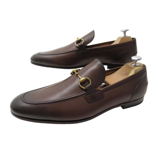 NEUF CHAUSSURES GUCCI JORDAAN 406994 10.5 45.5 MOCASSINS MARRON LOAFERS 730€