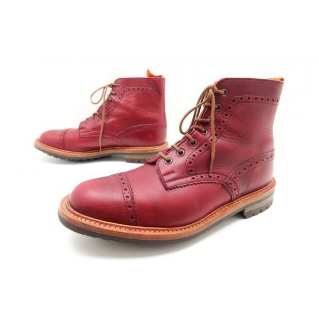 CHAUSSURES TRICKER S BOTTINES 9.5 CUIR ROUGE 