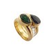 BAGUE TOI & MOI 49 EN OR JAUNE 18K EMERAUDE SAPHIR ET DIAMANTS YELLOW GOLD RING