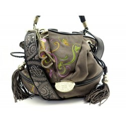 SAC A MAIN LANCEL BRIGITTE BARDOT BB SEAU A06066 BANDOULIERE DAIM GRIS BAG 990€