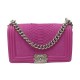 NEUF SAC A MAIN CHANEL BOY CLASSIQUE CUIR PYTHON FUSHIA BANDOULIERE HAND BAG