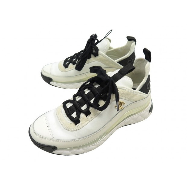 NEUF CHAUSSURES CHANEL BASKETS LOW TOP TRAINER LOGO CC G35617 36.5 SHOES 1175€