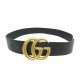 CEINTURE GUCCI DOUBLE G 400593 80 CM CUIR NOIR BLACK GG BUCKLE LEATHER BELT 420€