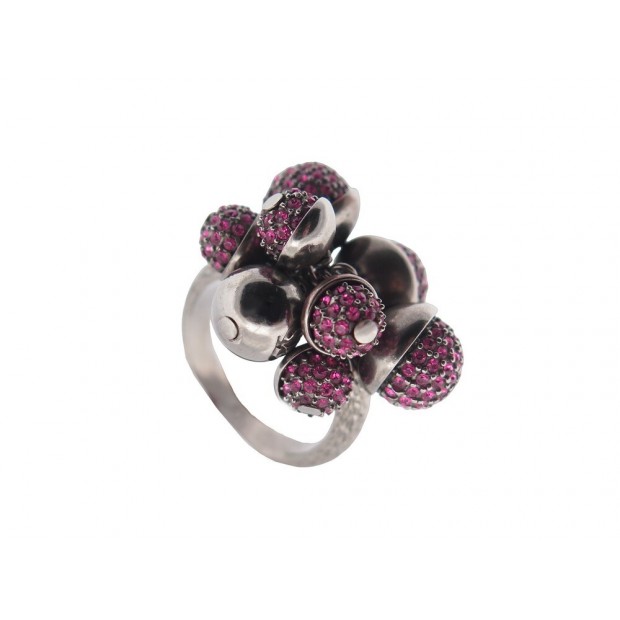 BAGUE CHRISTIAN DIOR TRIBALE PERLE ET STRASS 53 METAL ARGENTE STEEL RING 490€