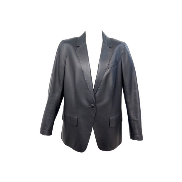 VESTE HERMES TAILLE 42 L EN CUIR AGNEAU NOIR BLACK LAMB LEATHER JACKET 9500€