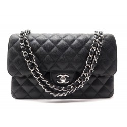 NEUF SAC A MAIN CHANEL CLASSIQUE TIMELESS JUMBO CUIR CAVIAR NOIR HANDBAG 10500€