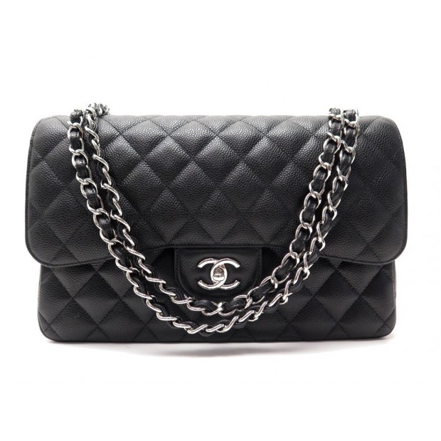 NEUF SAC A MAIN CHANEL CLASSIQUE TIMELESS JUMBO CUIR CAVIAR NOIR HANDBAG 10500€