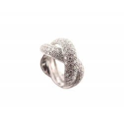 BAGUE POIRAY TRESSE 4 RANGS T51 OR BLANC 18K 128 DIAMANTS 2.3CT GOLD RING 11500€