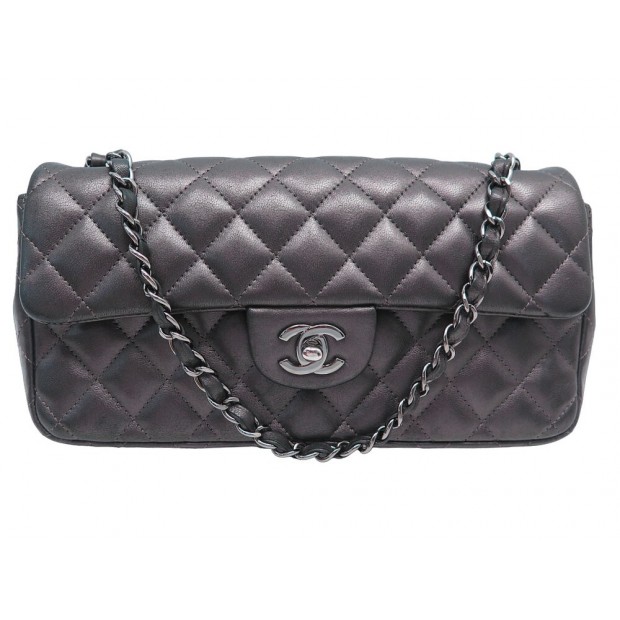 SAC A MAIN CHANEL TIMELESS EAST WEST EN CUIR GRIS ARGENTE HAND BAG PURSE 5500€