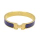 BRACELET HERMES CLIC H GM EMAIL VIOLET ET PLAQUE OR T 20 STRAP BANGLE 615€