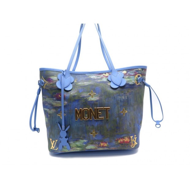 SAC A MAIN LOUIS VUITTON NEVERFULL MONET M43358 JEFF KOONS BLEU TOTE BAG 3000€