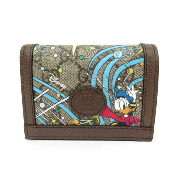 NEUF PORTEFEUILLE GUCCI X DISNEY 648121 ROCK DONALD EN TOILE ET CUIR WALLET 920€