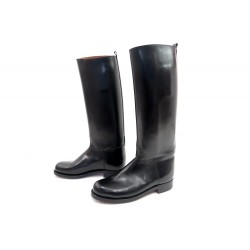 NEUF CHAUSSURES JM WESTON BOTTES DE MOTO GENDARMERIE 10 43 44 EN CUIR NOIR BOOTS