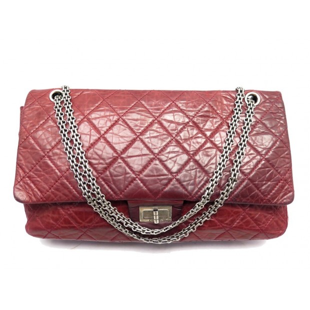 SAC A MAIN CHANEL 2.55 MAXI JUMBO EN CUIR BORDEAUX LEATHER STRAP HANDBAG 11100€