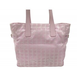 Chanel Pink Jacquard Nylon Travel Line Pochette Hand Bag For Sale