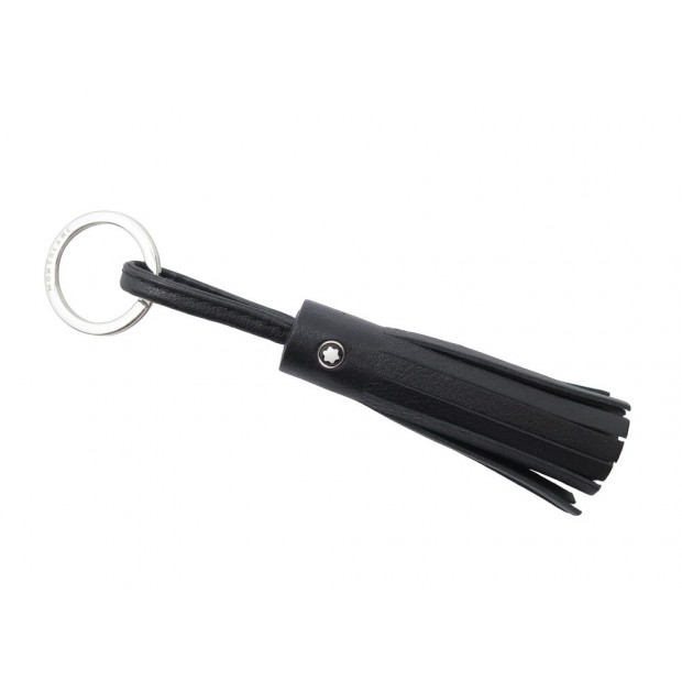 NEUF PORTE CLES MONTBLANC PAMPILLE EN CUIR NOIR TASSEL NEW KEY HOLDER 190€