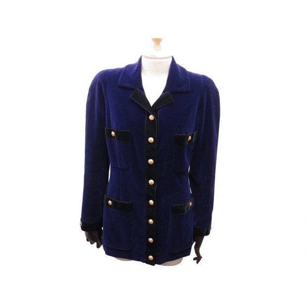 VINTAGE VESTE CHANEL TAILLEUR 21411/B30 M 40 VELOURS VIOLET VELVET JACKET 9900€