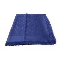 NEUF FOULARD LOUIS VUITTON CHALE MONOGRAM M72412 EN SOIE & LAINE BLEU SCARF 400€