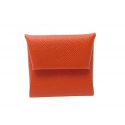 NEUF PORTE MONNAIE HERMES BASTIA EN CUIR EPSOM ORANGE LEATHER WALLET 207€