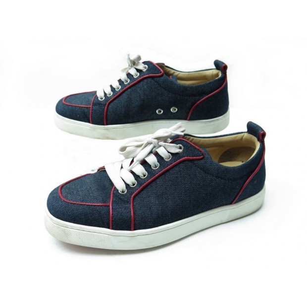 CHAUSSURES CHRISTIAN LOUBOUTIN 39 IT 39.5 FR BASKETS JEAN DENIM BLEU SHOES 545€