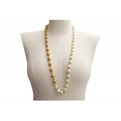 COLLIER SAUTOIR RAS DE COU CHANEL PERLE DORE 