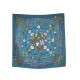 FOULARD HERMES PETITE MAIN CATHY LATHAM CARRE EN SOIE BLEU BLUE SILK SCARF 460€