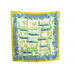 VINTAGE FOULARD HERMES LES BOLIDES 90 SOIE JAUNE 1ERE EDITION 1963 SCARF 460€