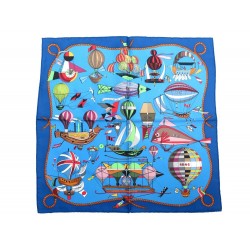 NEUF FOULARD HERMES GAVROCHE LES FOLIES DU CIEL CARRE 45 SOIE SILK SCARF 210€