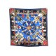 NEUF FOULARD HERMES KACHINAS CARRE 90 SOIE BLEU MARINE KERMIT OLIVER SCARF 495€