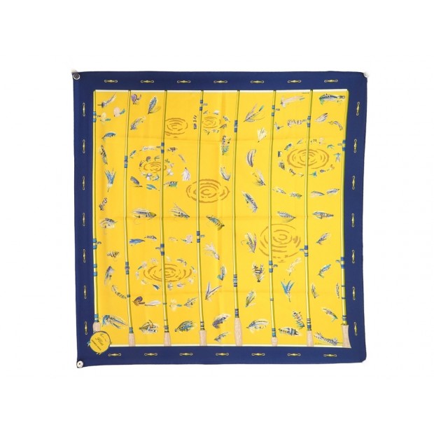 VINTAGE FOULARD HERMES FLIES CATHY LATHAM CARRE 90 SOIE SILK SCARF 460€