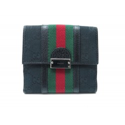 PORTEFEUILLE GUCCI 150673 EN TOILE MONOGRAMMEE WEB & CUIR NOIR PORE MONNAIE 280€