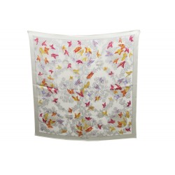 FOULARD CHRISTIAN DIOR PAPILLONS CARRE EN SOIE BLANC BUTTERFLY SILK SCARF 345€