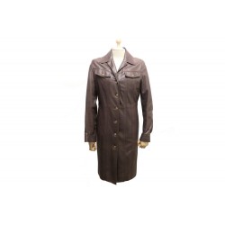 VESTE LONGUE CHRISTIAN DIOR 40 CUIR AGNEAU MARRON 