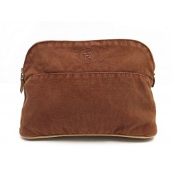 SAC POCHETTE HERMES BOLIDE MM TROUSSE DE VOYAGE EN COTON MARRON KIT BAG 313€