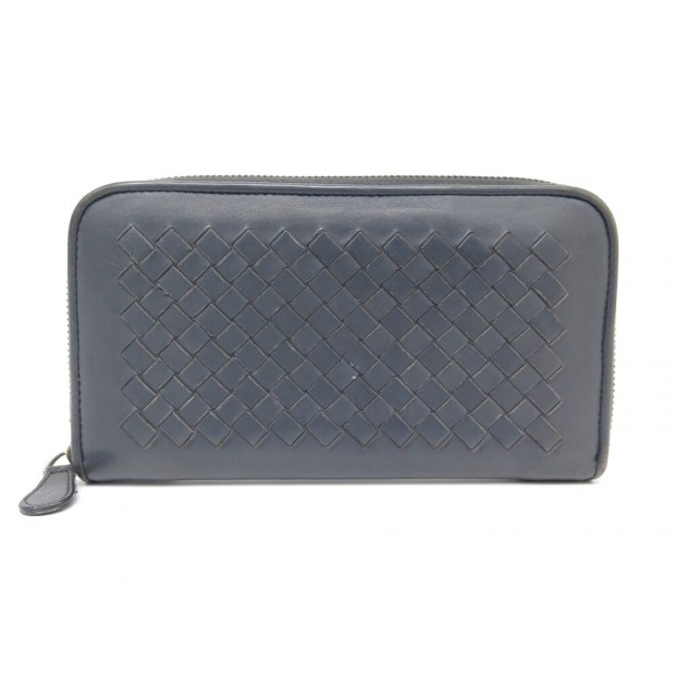 PORTEFEUILLE BOTTEGA VENETA ZIPPE MM 114076 EN CUIR INTRECCIATO GRIS WALLET 820€