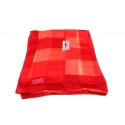 VINTAGE FOULARD YVES SAINT LAURENT CHALE CARRE 135 CM EN SOIE ROUGE SHAWL 445€