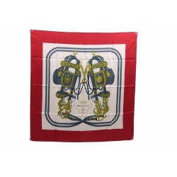 FOULARD HERMES BRIDES DE GALA HUGO GRYGKAR CARRE EN SOIE ROUGE SILK SCARF 350€