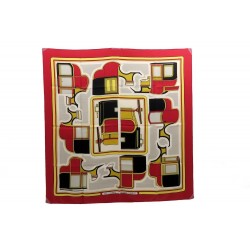 FOULARD HERMES LES COUPES DE LA PERRIERE CARRE EN SOIE ROUGE & JAUNE SCARF 350€