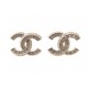 NEUF BOUCLES D'OREILLES CHANEL LOGO CC EN METAL DORE & STRASS EARRINGS 390€