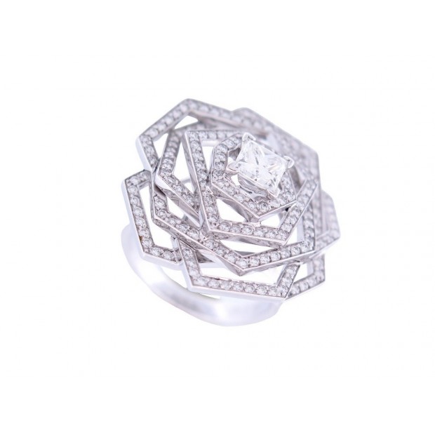 BAGUE CHANEL CAMELIA 1932 T 55 OR BLANC 18K & 167 DIAMANTS 2.31CT DIAMONDS RING