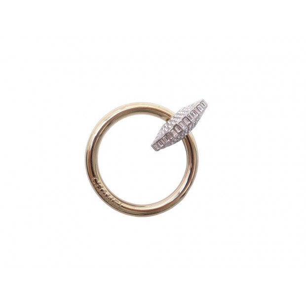 BROCHE CHANEL ANNEAU ET STRASS EN METAL DORE STEEL GOLDEN RING BROOCH 850€