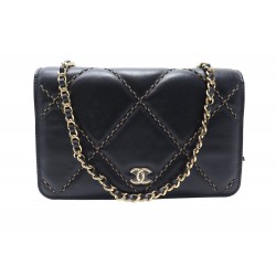 NEUF SAC A MAIN CHANEL WALLET ON CHAIN CUIR MATELASSE & FILS DORE WOC BAG 3500€