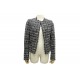 VESTE LEGERE CHANEL P25950 S 36 2005 FERMETURE COL EN TWEED NOIR JACKET 2500€