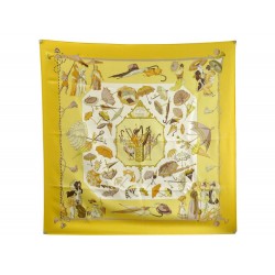 FOULARD HERMES OMBRELLES ET PARAPLUIES PAR H. DE WATRIGANT SOIE JAUNE SCARF 495€